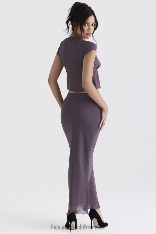 House of CB Dyana - Jupe longue coupée en biais mauve foncé N888H904 vêtements