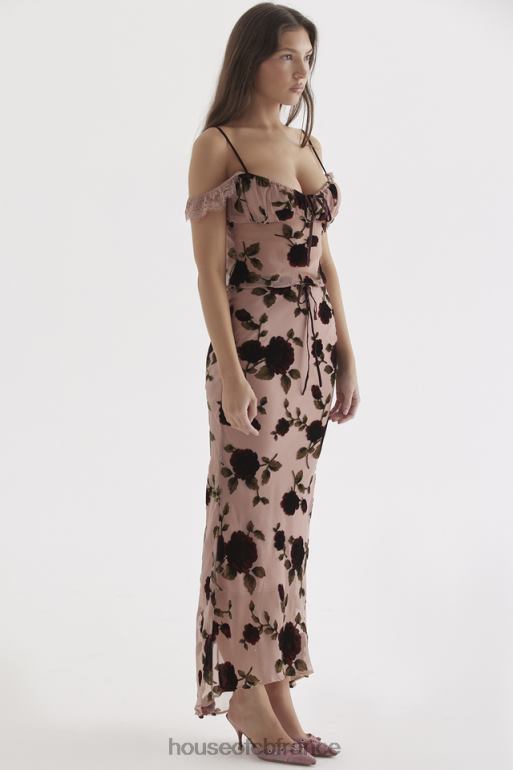 House of CB Imaan - Jupe longue dévorée rose poussiéreux N888H871 vêtements