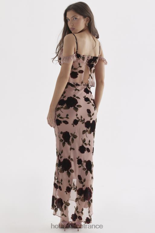 House of CB Imaan - Jupe longue dévorée rose poussiéreux N888H871 vêtements