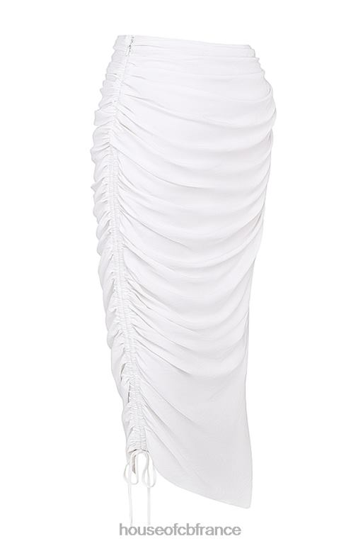 House of CB Loie - Jupe longue froncée blanche N888H847 vêtements