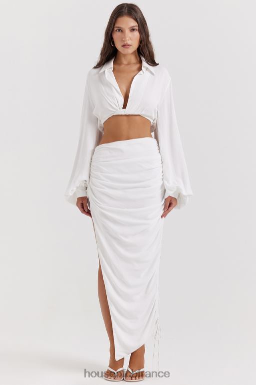 House of CB Loie - Jupe longue froncée blanche N888H847 vêtements