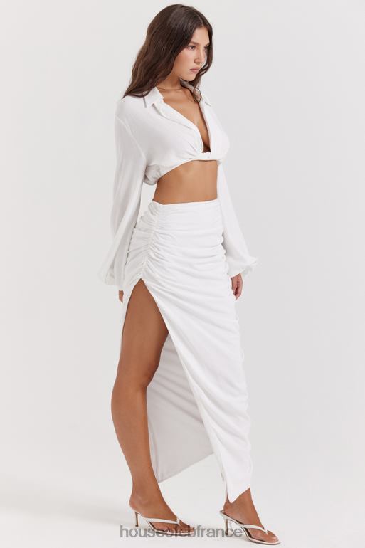 House of CB Loie - Jupe longue froncée blanche N888H847 vêtements