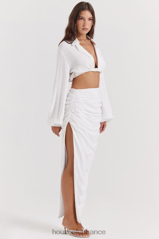 House of CB Loie - Jupe longue froncée blanche N888H847 vêtements