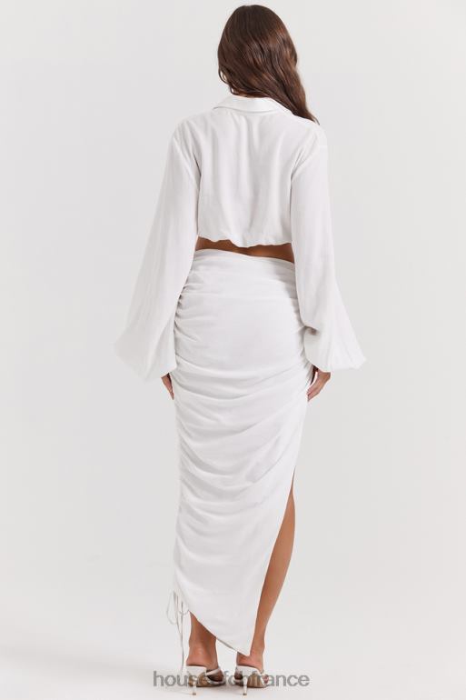 House of CB Loie - Jupe longue froncée blanche N888H847 vêtements