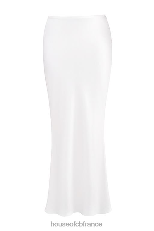 House of CB Sydel - Jupe longue en satin blanc coupée en biais N888H861 vêtements