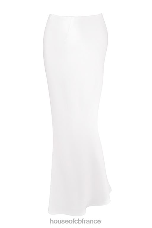 House of CB Sydel - Jupe longue en satin blanc coupée en biais N888H861 vêtements