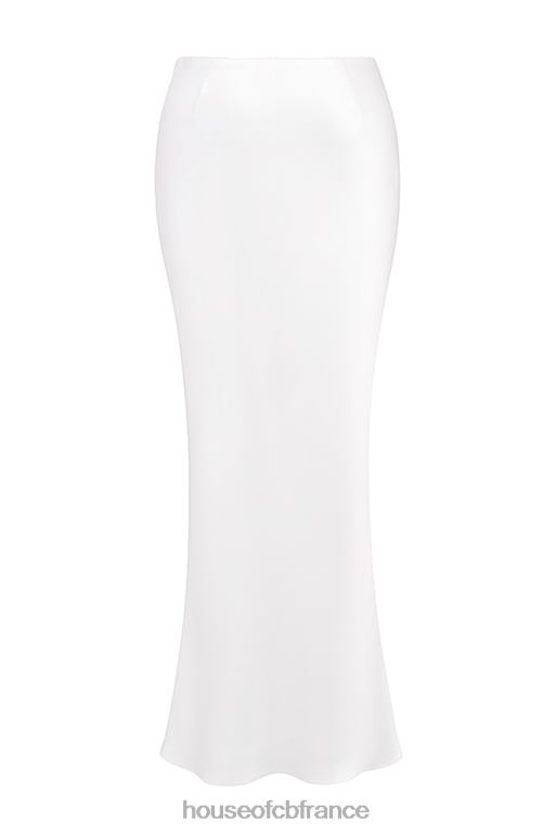 House of CB Sydel - Jupe longue en satin blanc coupée en biais N888H861 vêtements