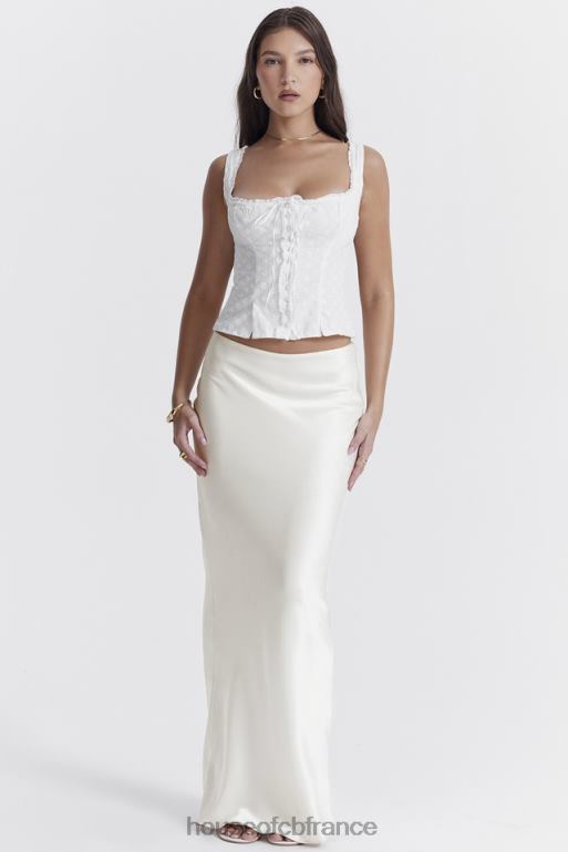 House of CB Sydel - Jupe longue en satin blanc coupée en biais N888H861 vêtements