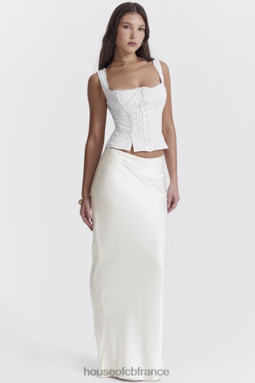 House of CB Sydel - Jupe longue en satin blanc coupée en biais N888H861 vêtements