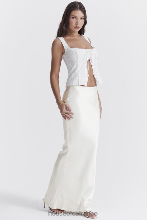 House of CB Sydel - Jupe longue en satin blanc coupée en biais N888H861 vêtements