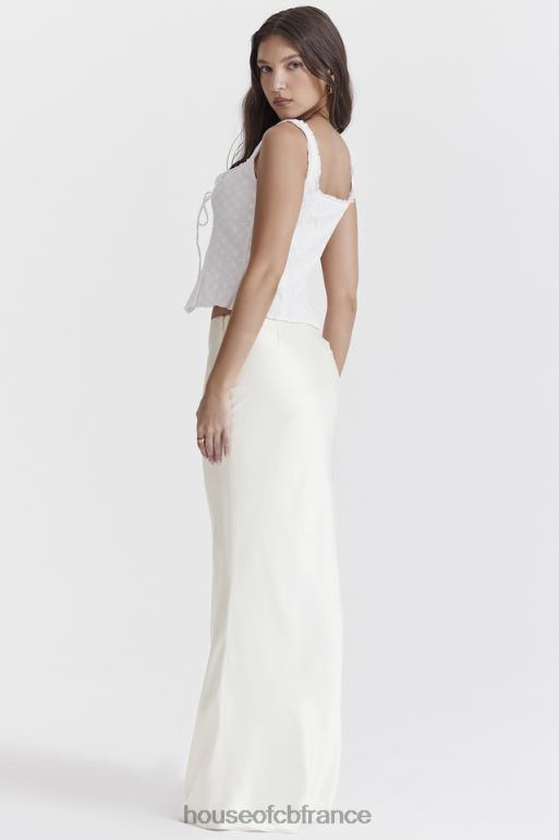 House of CB Sydel - Jupe longue en satin blanc coupée en biais N888H861 vêtements