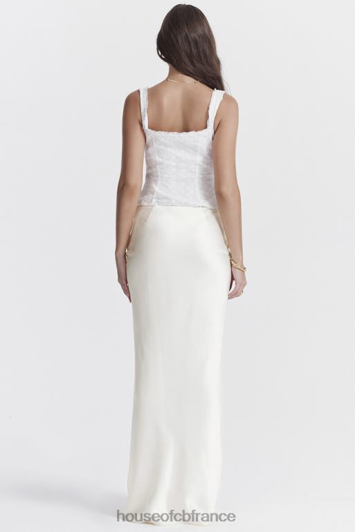 House of CB Sydel - Jupe longue en satin blanc coupée en biais N888H861 vêtements