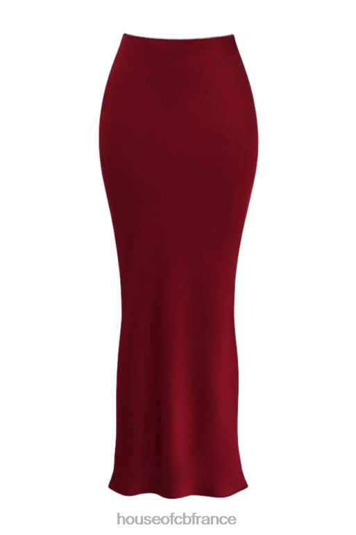 House of CB Sydel - Jupe longue en satin rubis coupée en biais N888H832 vêtements