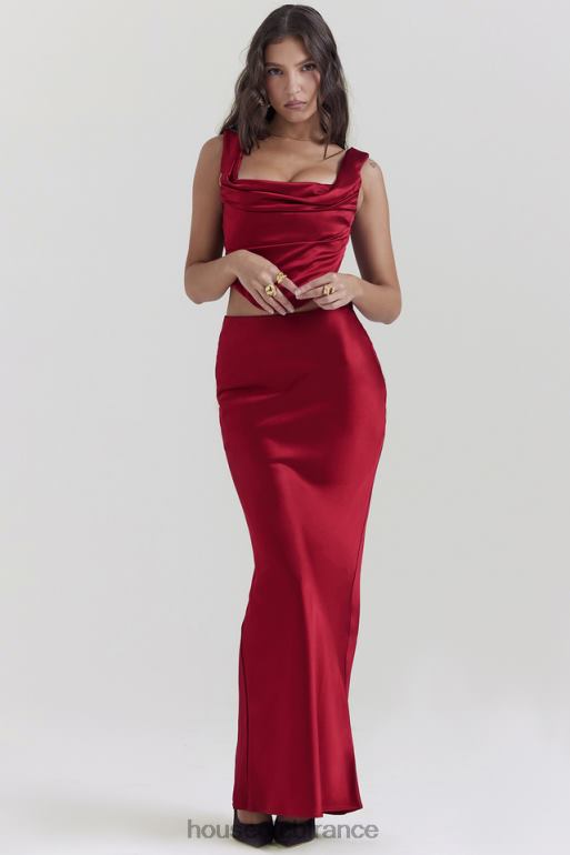 House of CB Sydel - Jupe longue en satin rubis coupée en biais N888H832 vêtements