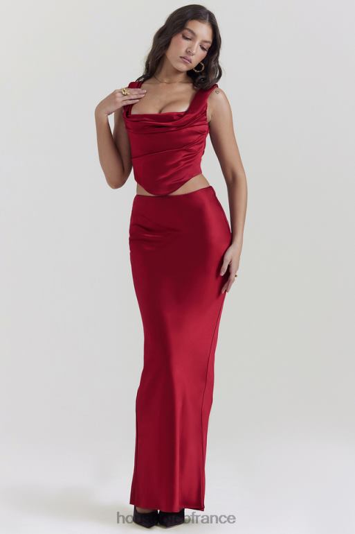 House of CB Sydel - Jupe longue en satin rubis coupée en biais N888H832 vêtements