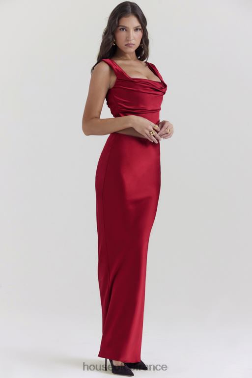House of CB Sydel - Jupe longue en satin rubis coupée en biais N888H832 vêtements