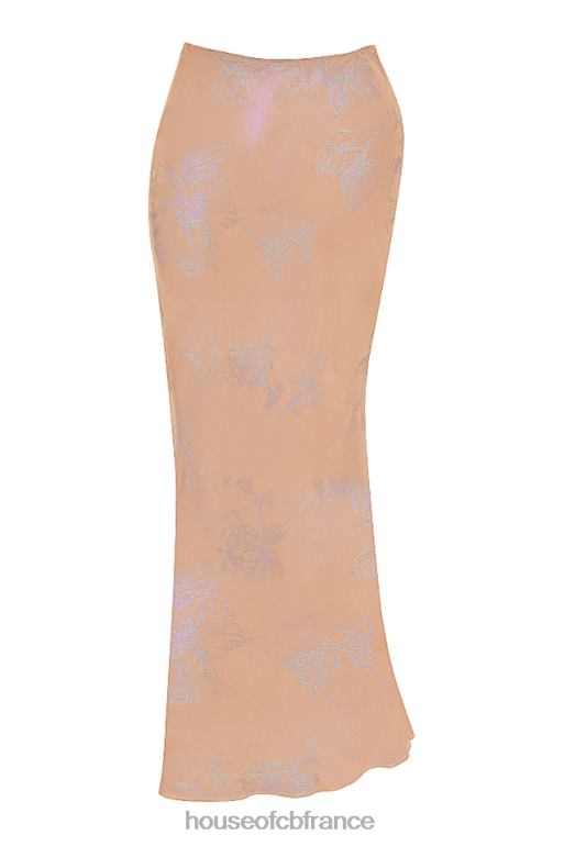 House of CB dyana shimmer café au lait jupe longue coupe en biais N888H890 vêtements