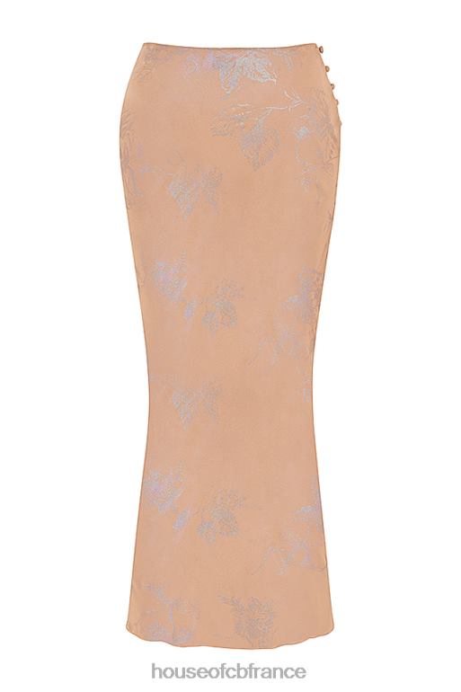House of CB dyana shimmer café au lait jupe longue coupe en biais N888H890 vêtements