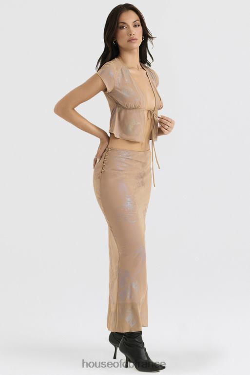 House of CB dyana shimmer café au lait jupe longue coupe en biais N888H890 vêtements