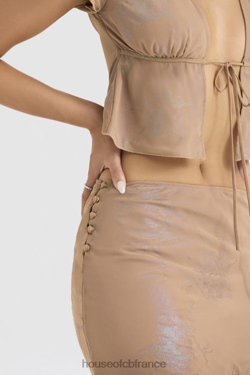House of CB dyana shimmer café au lait jupe longue coupe en biais N888H890 vêtements