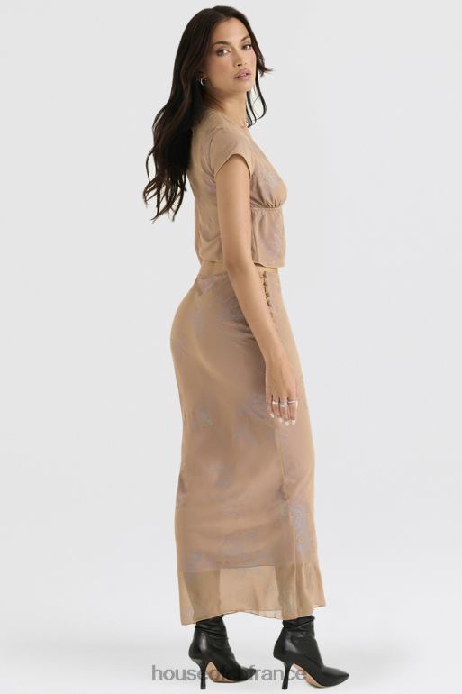 House of CB dyana shimmer café au lait jupe longue coupe en biais N888H890 vêtements