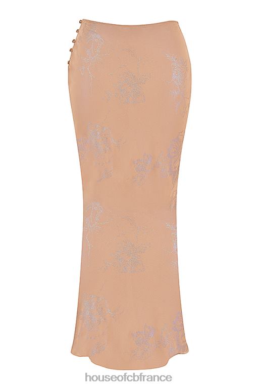 House of CB dyana shimmer café au lait jupe longue coupe en biais N888H890 vêtements