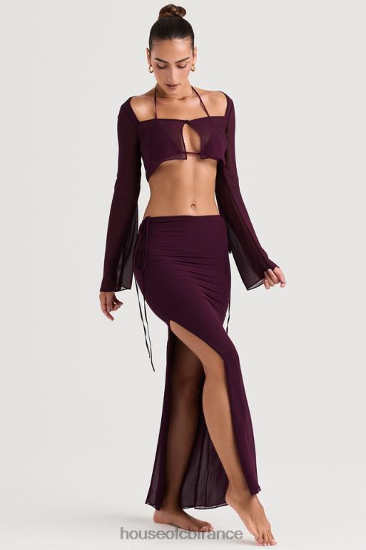 House of CB jupe longue à découpes amalfi prune N888H931 vêtements