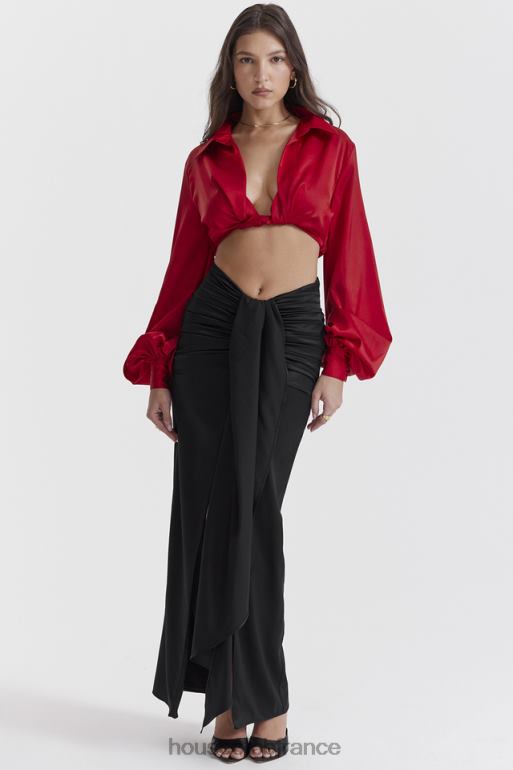 House of CB jupe longue drapée en soie noire arla N888H858 vêtements