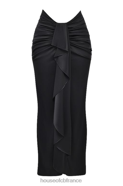 House of CB jupe longue drapée en soie noire arla N888H858 vêtements