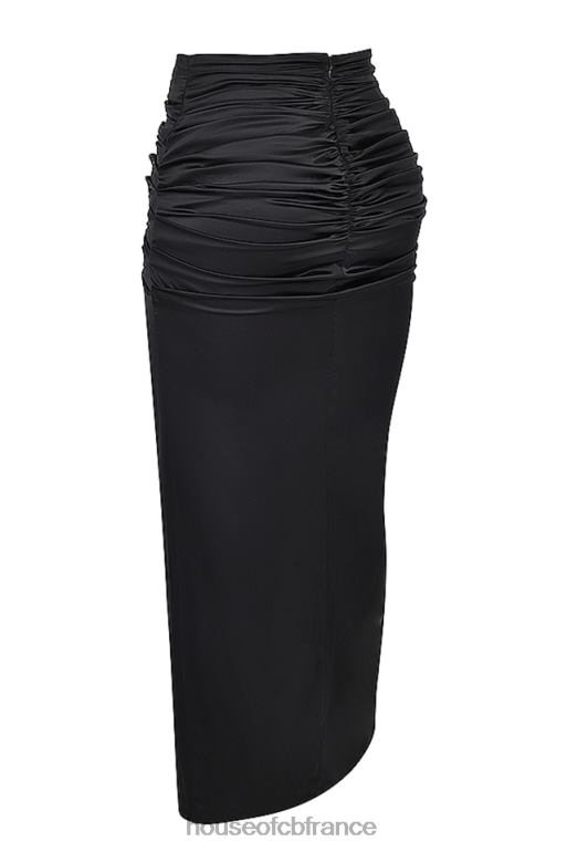 House of CB jupe longue drapée en soie noire arla N888H858 vêtements