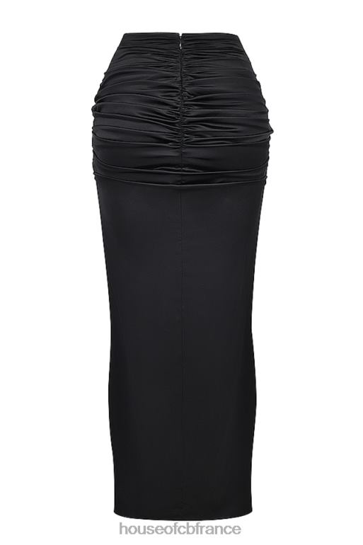 House of CB jupe longue drapée en soie noire arla N888H858 vêtements