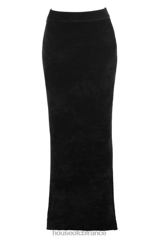 House of CB jupe longue en chenille noire rene N888H879 vêtements