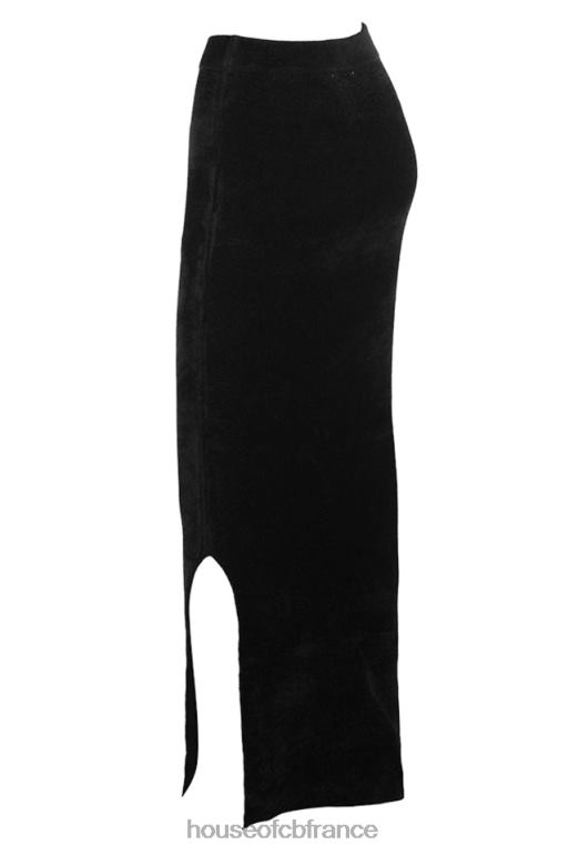 House of CB jupe longue en chenille noire rene N888H879 vêtements