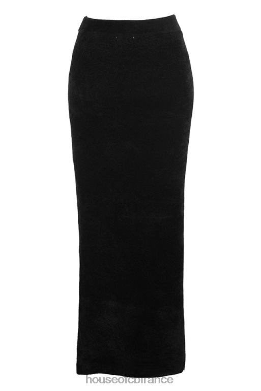 House of CB jupe longue en chenille noire rene N888H879 vêtements