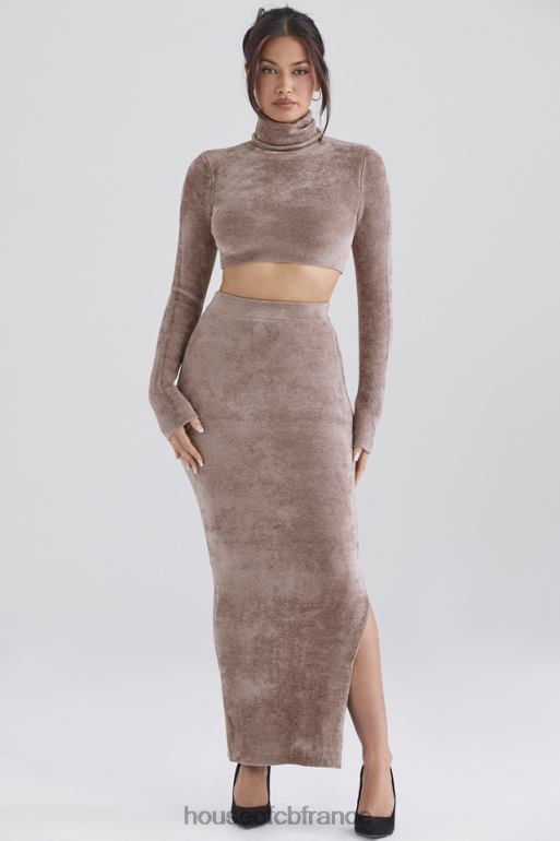 House of CB jupe longue en chenille rene rose N888H882 vêtements