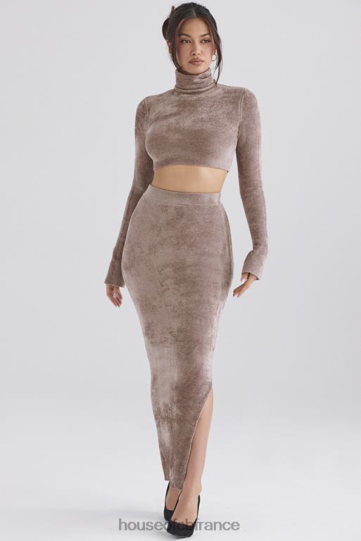 House of CB jupe longue en chenille rene rose N888H882 vêtements