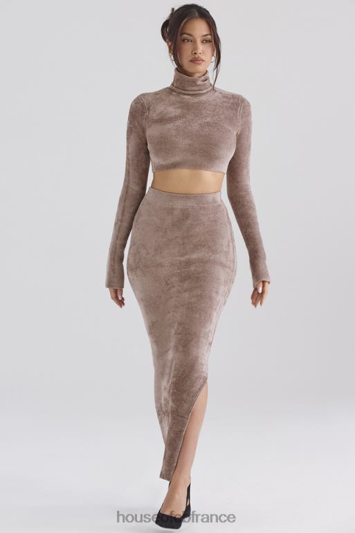 House of CB jupe longue en chenille rene rose N888H882 vêtements