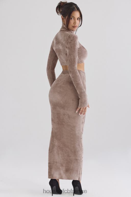 House of CB jupe longue en chenille rene rose N888H882 vêtements