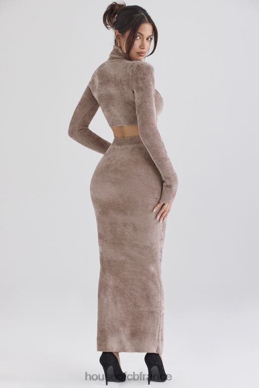 House of CB jupe longue en chenille rene rose N888H882 vêtements