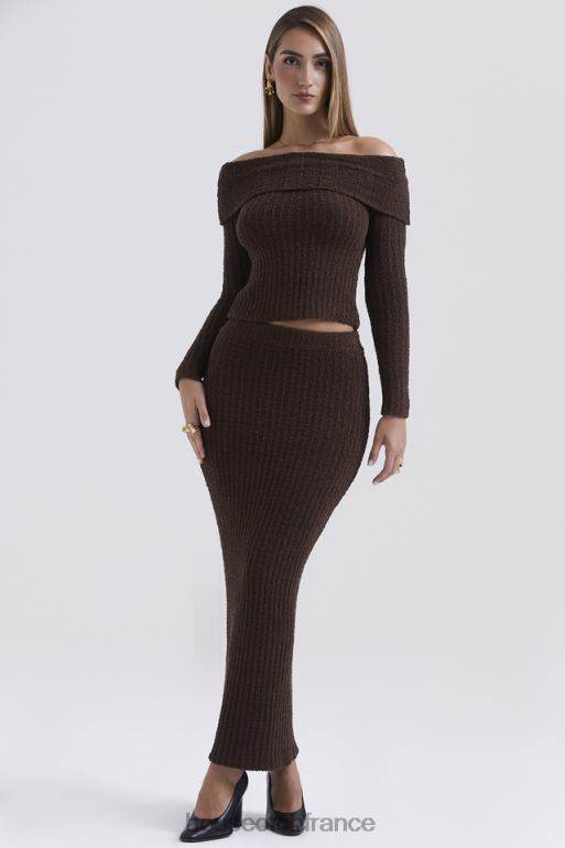 House of CB jupe longue en coton doux bouclé sloane chocolat N888H829 vêtements