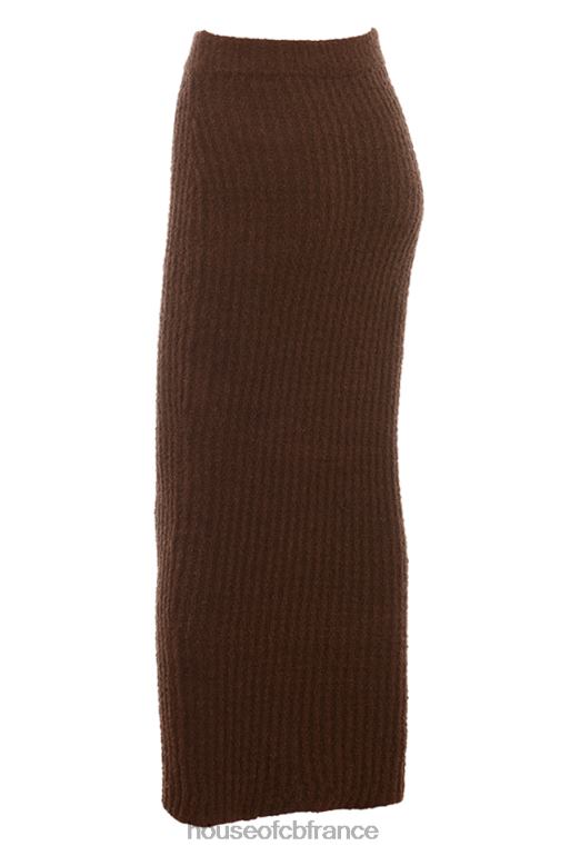 House of CB jupe longue en coton doux bouclé sloane chocolat N888H829 vêtements