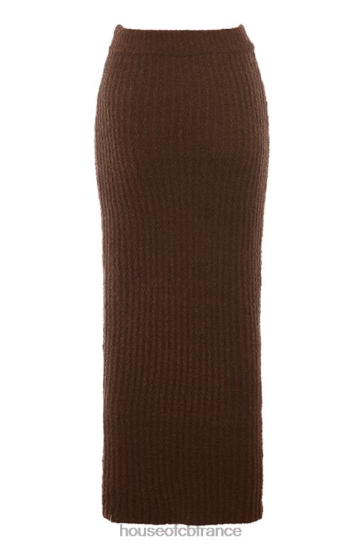 House of CB jupe longue en coton doux bouclé sloane chocolat N888H829 vêtements