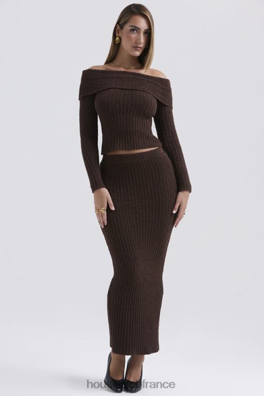 House of CB jupe longue en coton doux bouclé sloane chocolat N888H829 vêtements