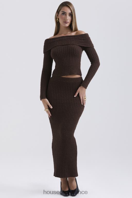 House of CB jupe longue en coton doux bouclé sloane chocolat N888H829 vêtements