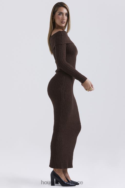 House of CB jupe longue en coton doux bouclé sloane chocolat N888H829 vêtements