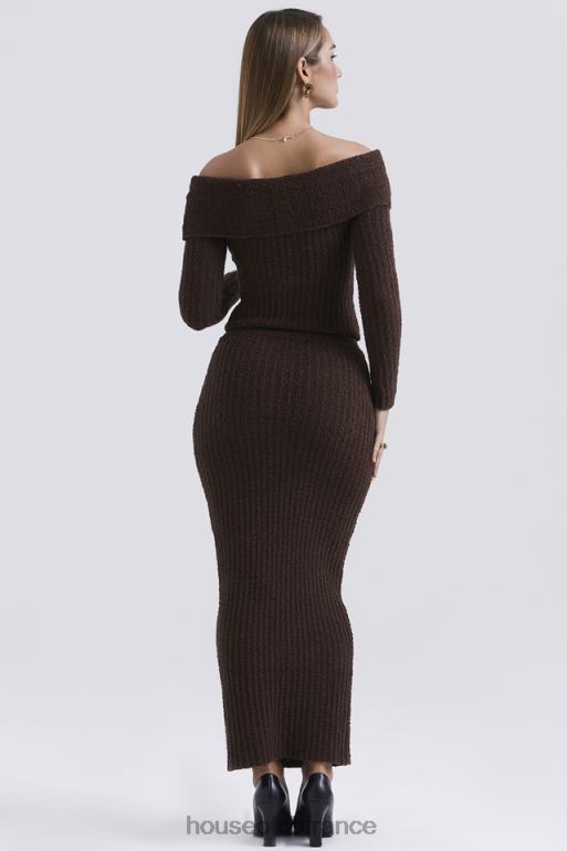 House of CB jupe longue en coton doux bouclé sloane chocolat N888H829 vêtements