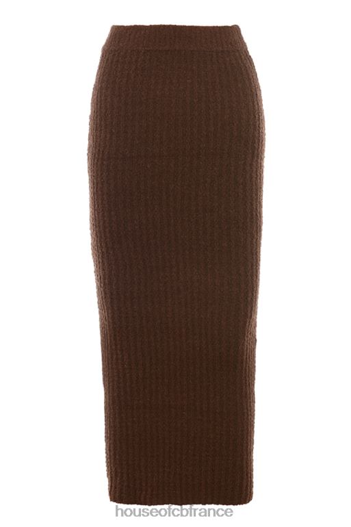 House of CB jupe longue en coton doux bouclé sloane chocolat N888H829 vêtements