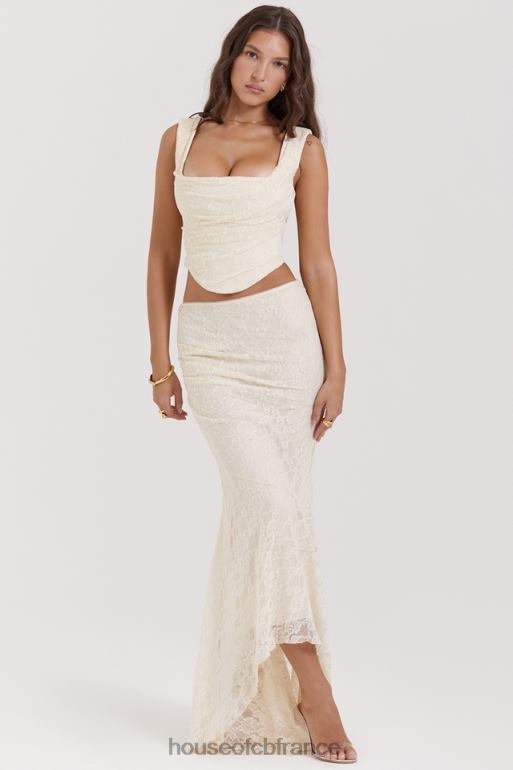 House of CB jupe longue en dentelle crème vintage Therese N888H841 vêtements