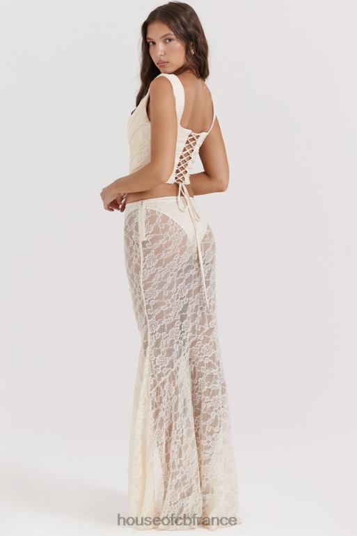 House of CB jupe longue en dentelle crème vintage Therese N888H841 vêtements
