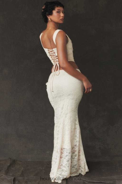 House of CB jupe longue en dentelle crème vintage Therese N888H841 vêtements